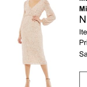 Mac Duggal Sequin Long Sleeve Cocktail
Midi Dress
NUDE, Size 4